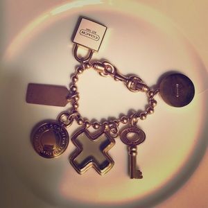 Vintage Coach Charm Bracelet lock, key, cross